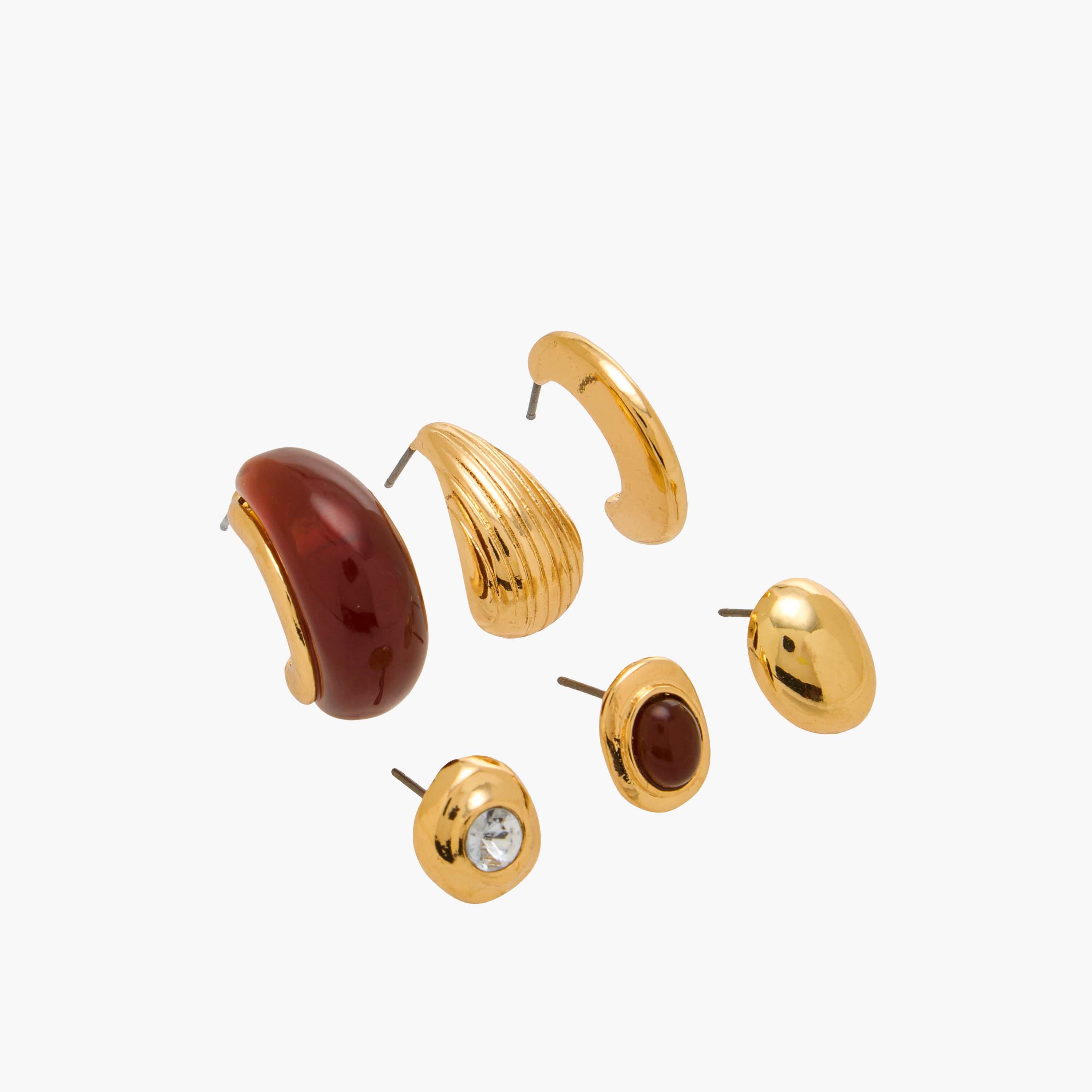Pack of 6 Gold Tone Assorted Earrings with Pushback Closure-women-watchesandjewellery-jewellery-earrings-image-3