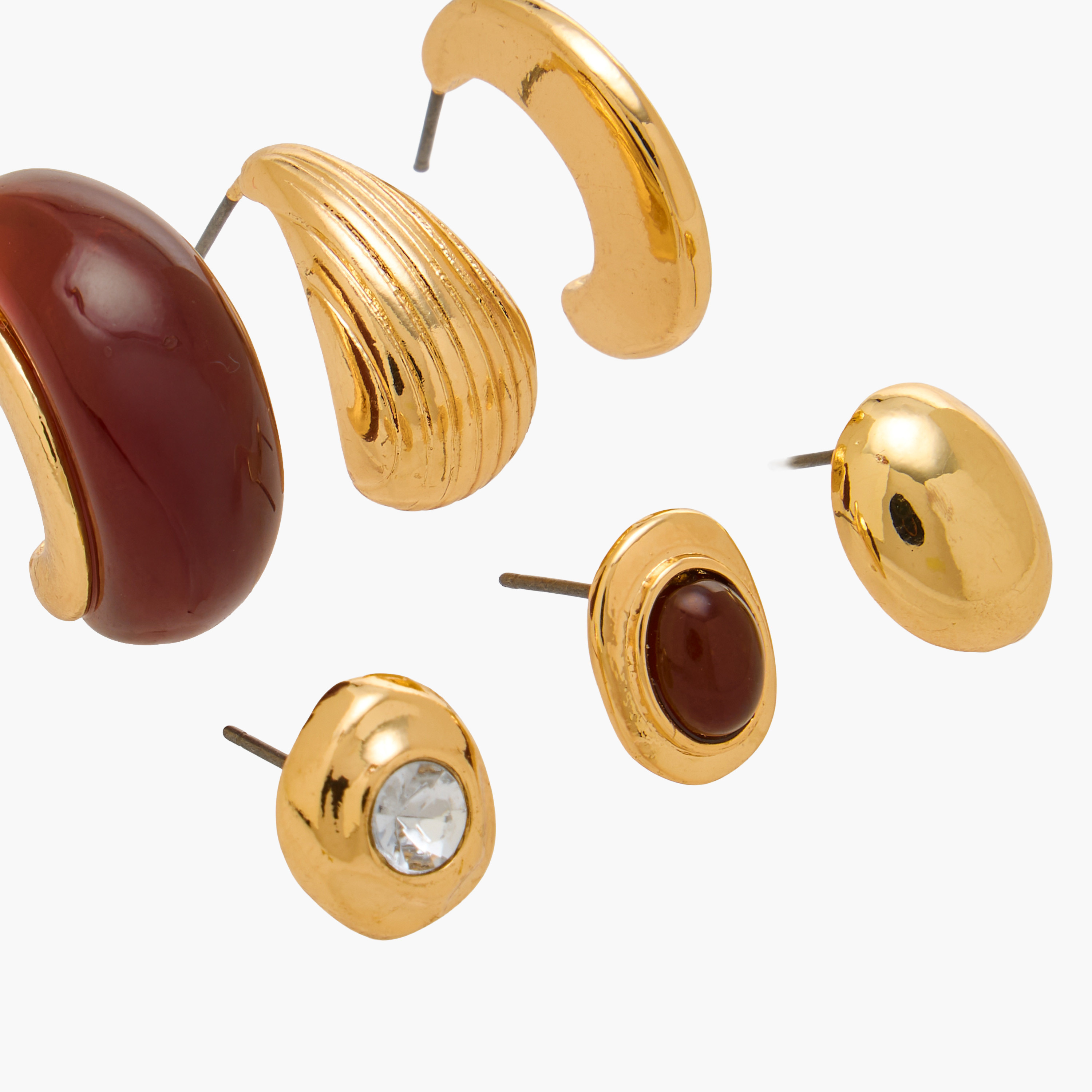 Pack of 6 Gold Tone Assorted Earrings with Pushback Closure-women-watchesandjewellery-jewellery-earrings-image-4