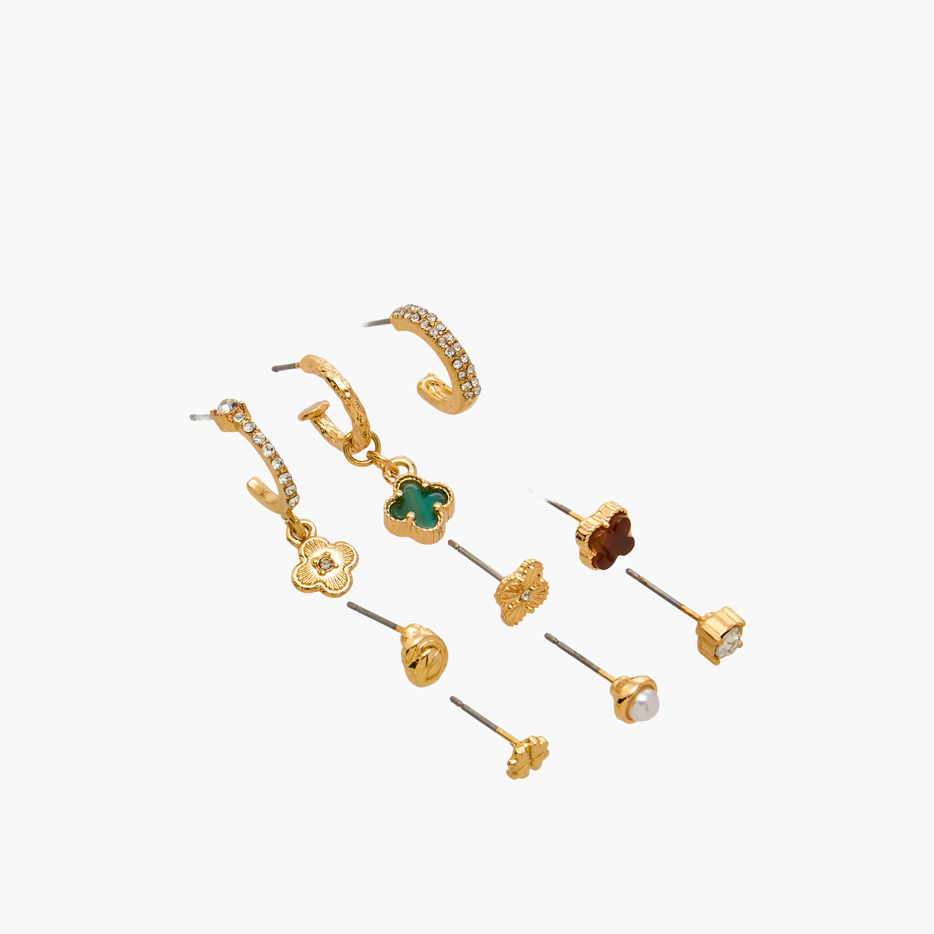 Pack of 9 Gold Tone Assorted Earrings with Pushback Closure-women-watchesandjewellery-jewellery-earrings-image-3