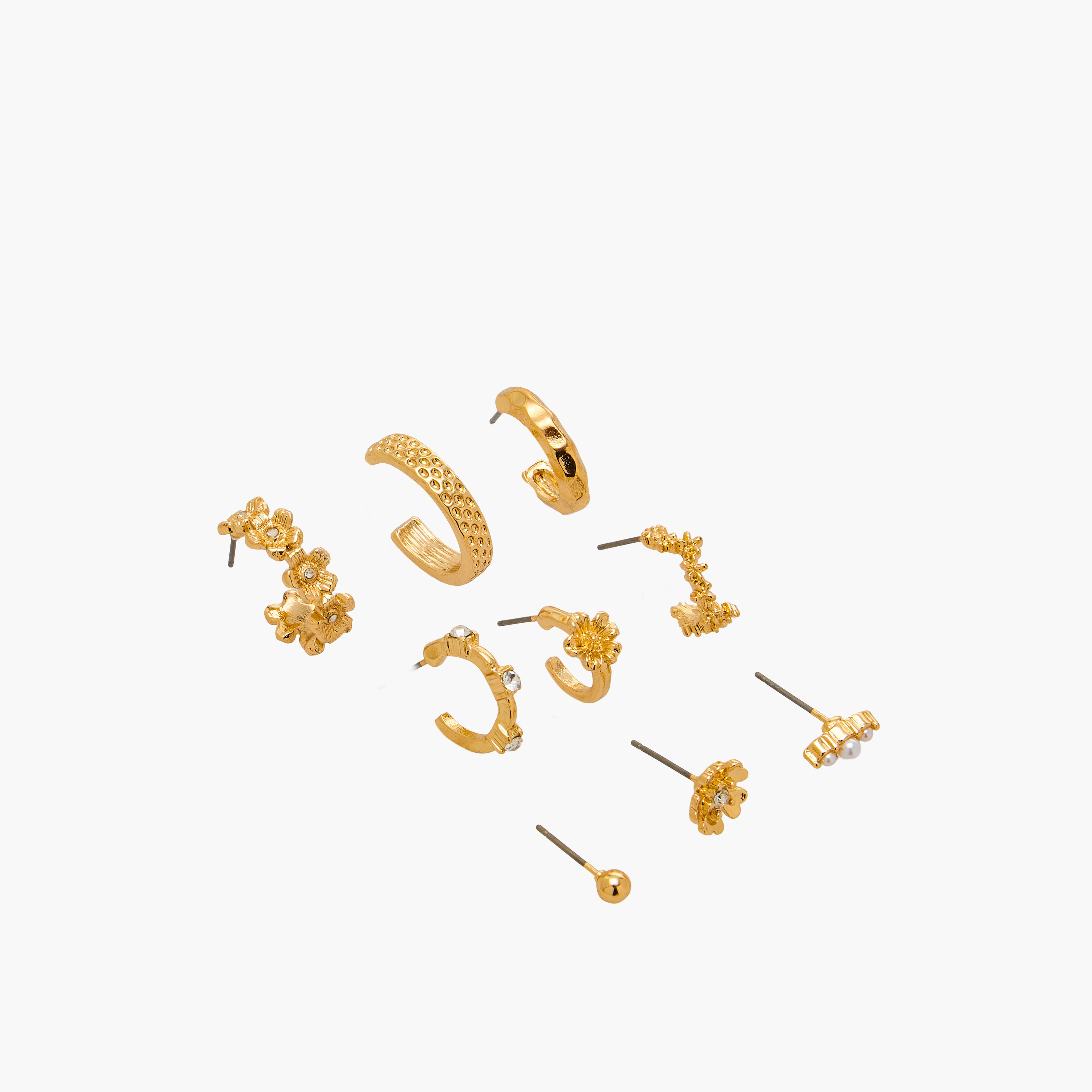 Pack of 9 Gold Tone Assorted Earrings with Pushback Closure-women-watchesandjewellery-jewellery-earrings-image-3