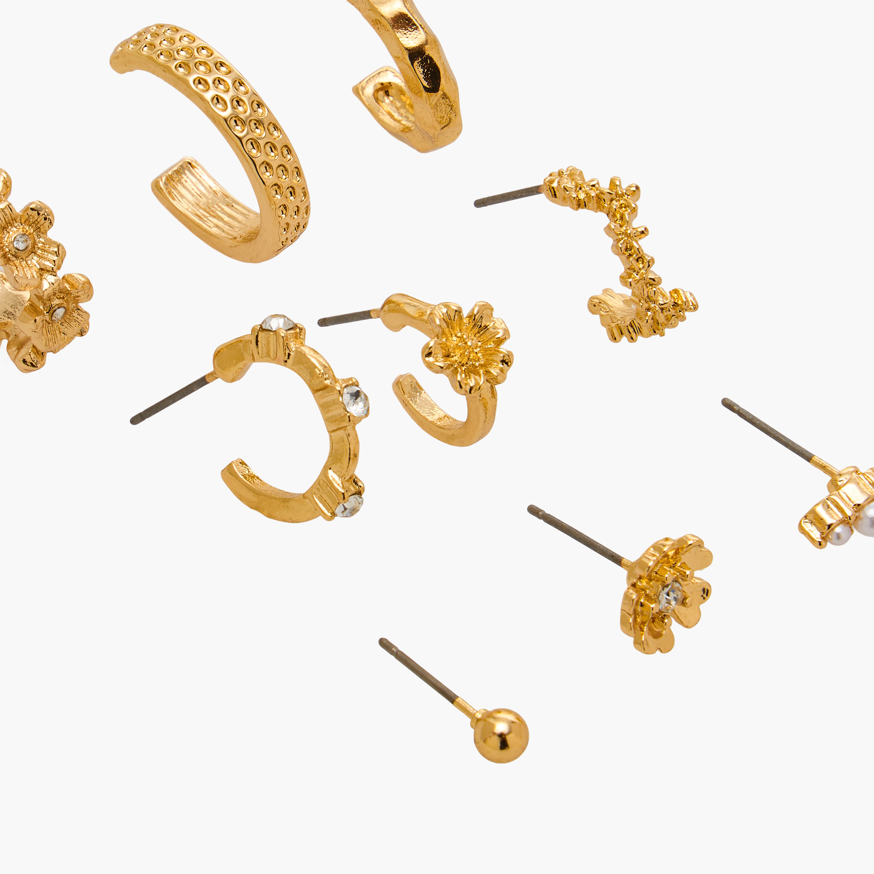 Pack of 9 Gold Tone Assorted Earrings with Pushback Closure-women-watchesandjewellery-jewellery-earrings-image-4
