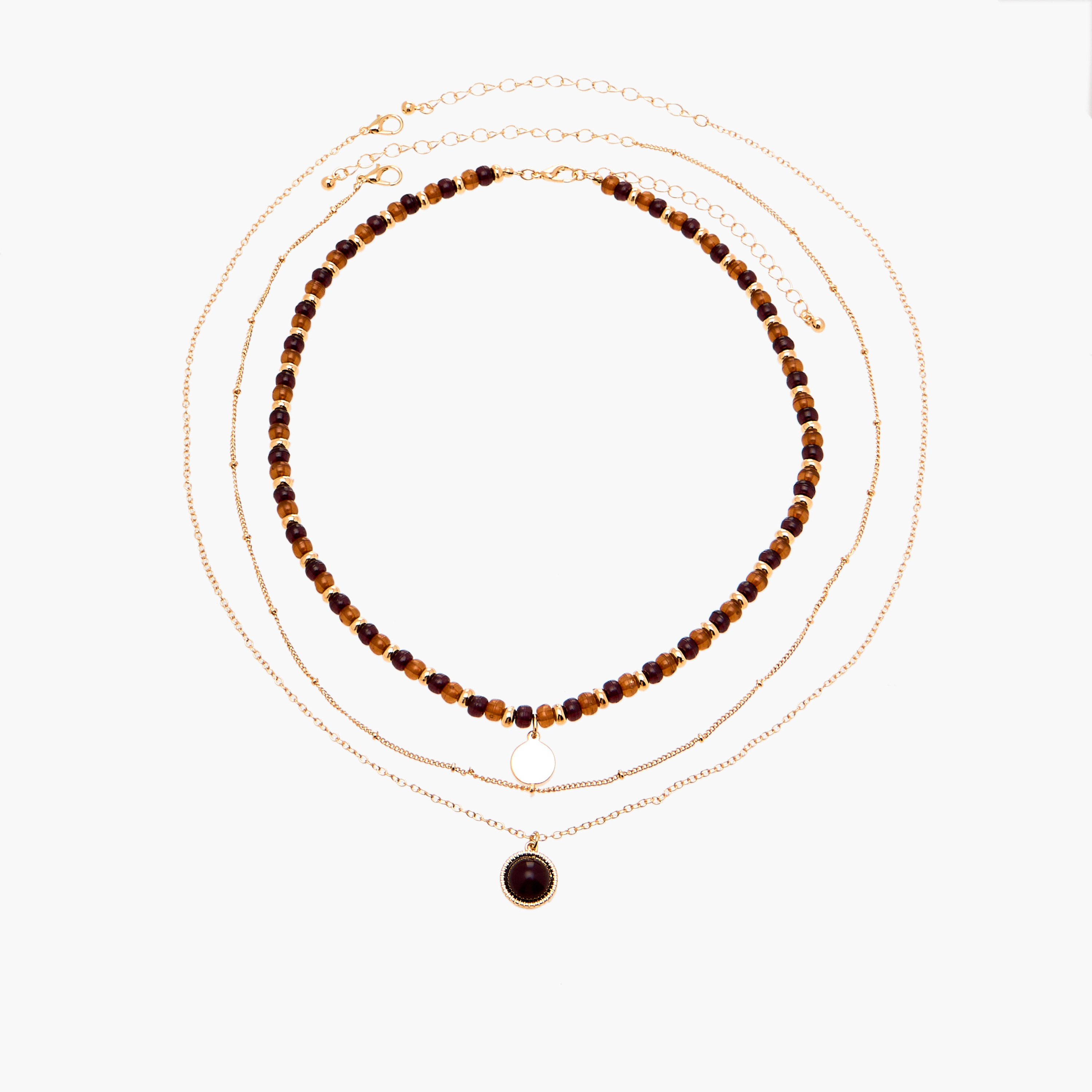 طقم عقد ذهبي 3 قطع بمشبك قابل للتعديل-women-watchesandjewellery-jewellery-necklacesandpendants-image-1