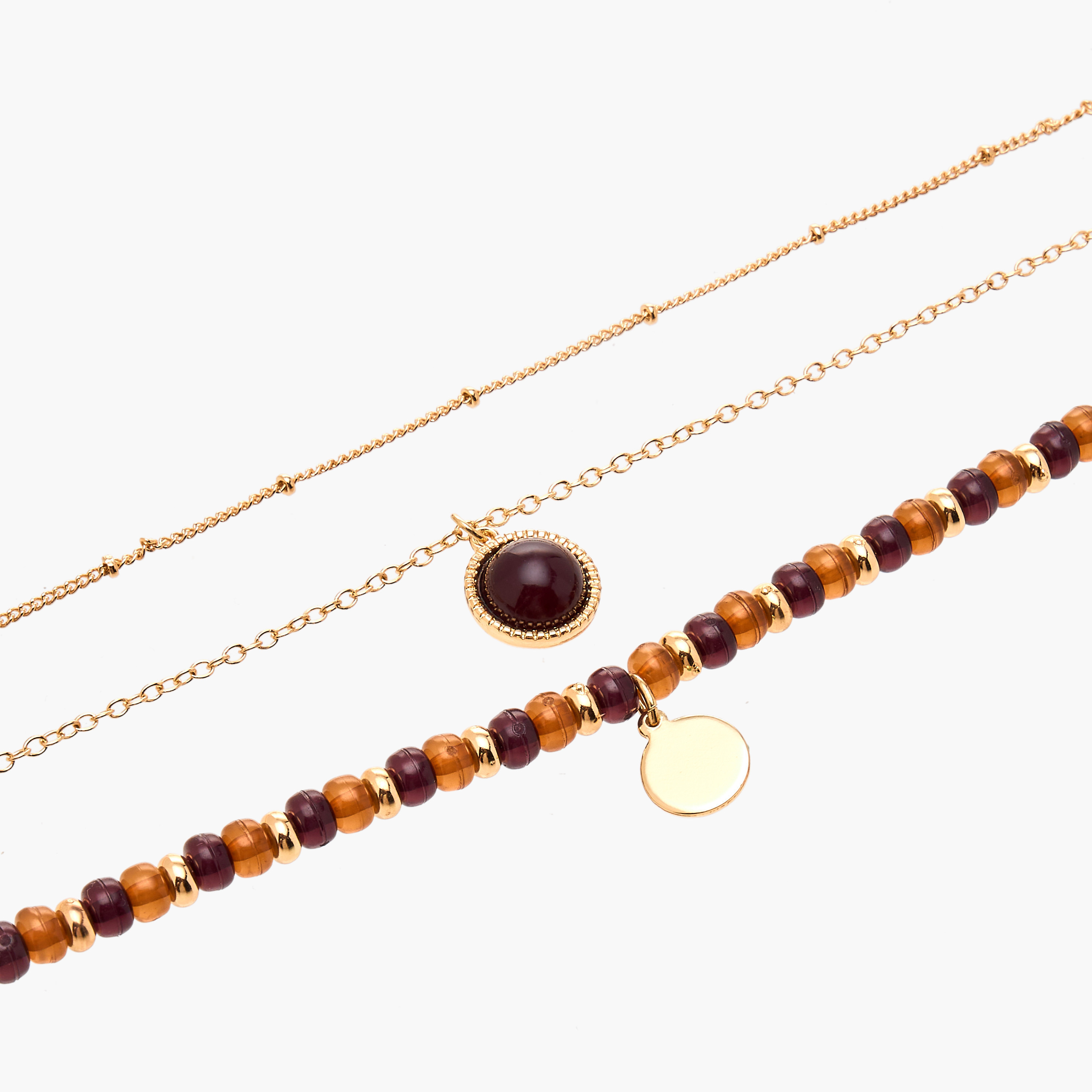 طقم عقد ذهبي 3 قطع بمشبك قابل للتعديل-women-watchesandjewellery-jewellery-necklacesandpendants-image-7