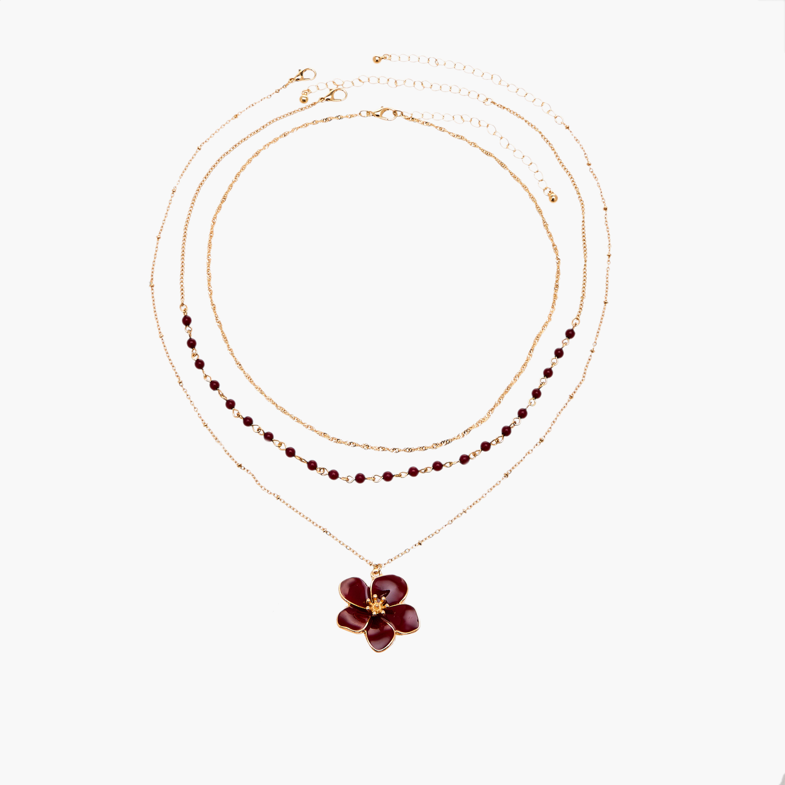 طقم عقد ذهبي مزين 3 قطع-women-watchesandjewellery-jewellery-necklacesandpendants-image-1