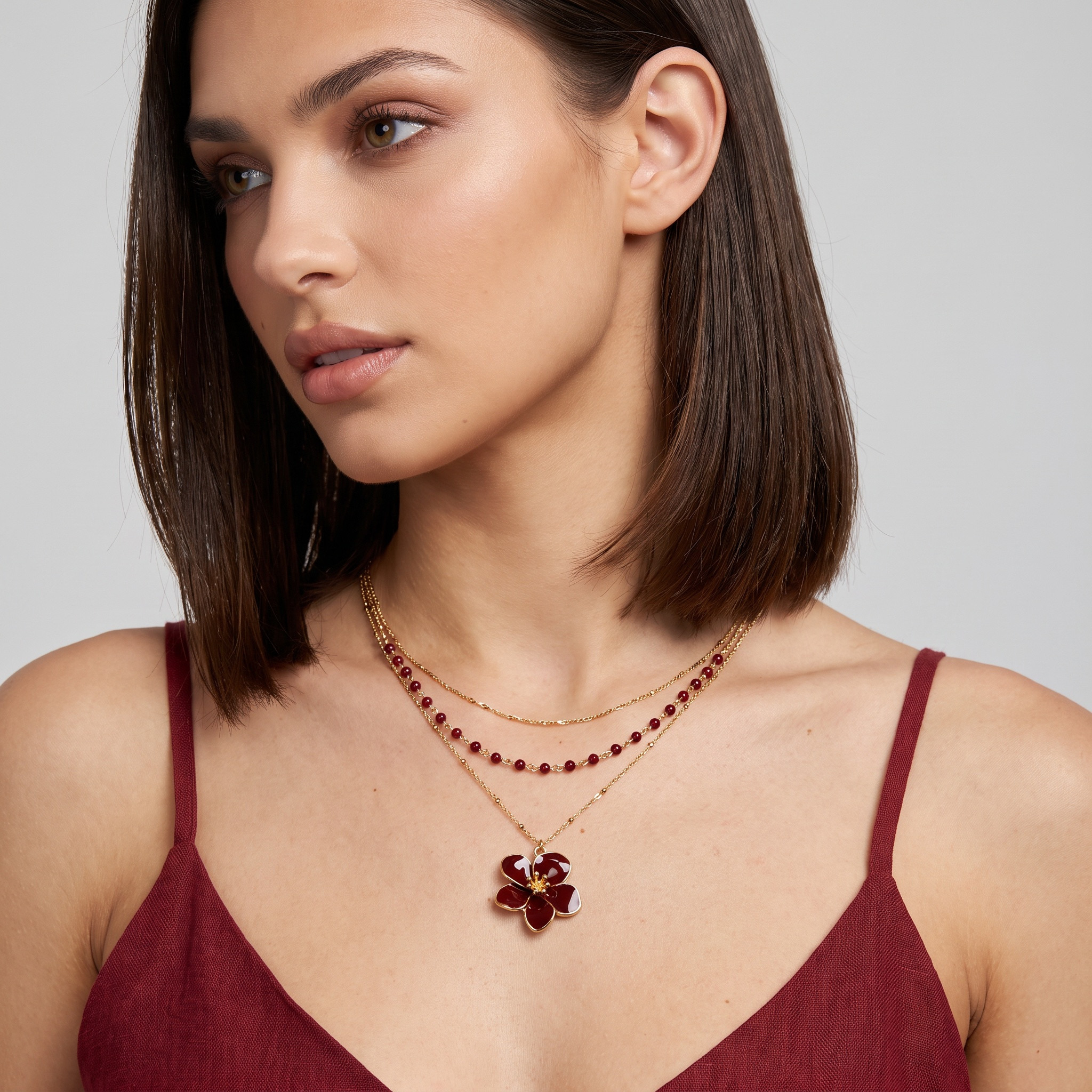 طقم عقد ذهبي مزين 3 قطع-women-watchesandjewellery-jewellery-necklacesandpendants-image-2