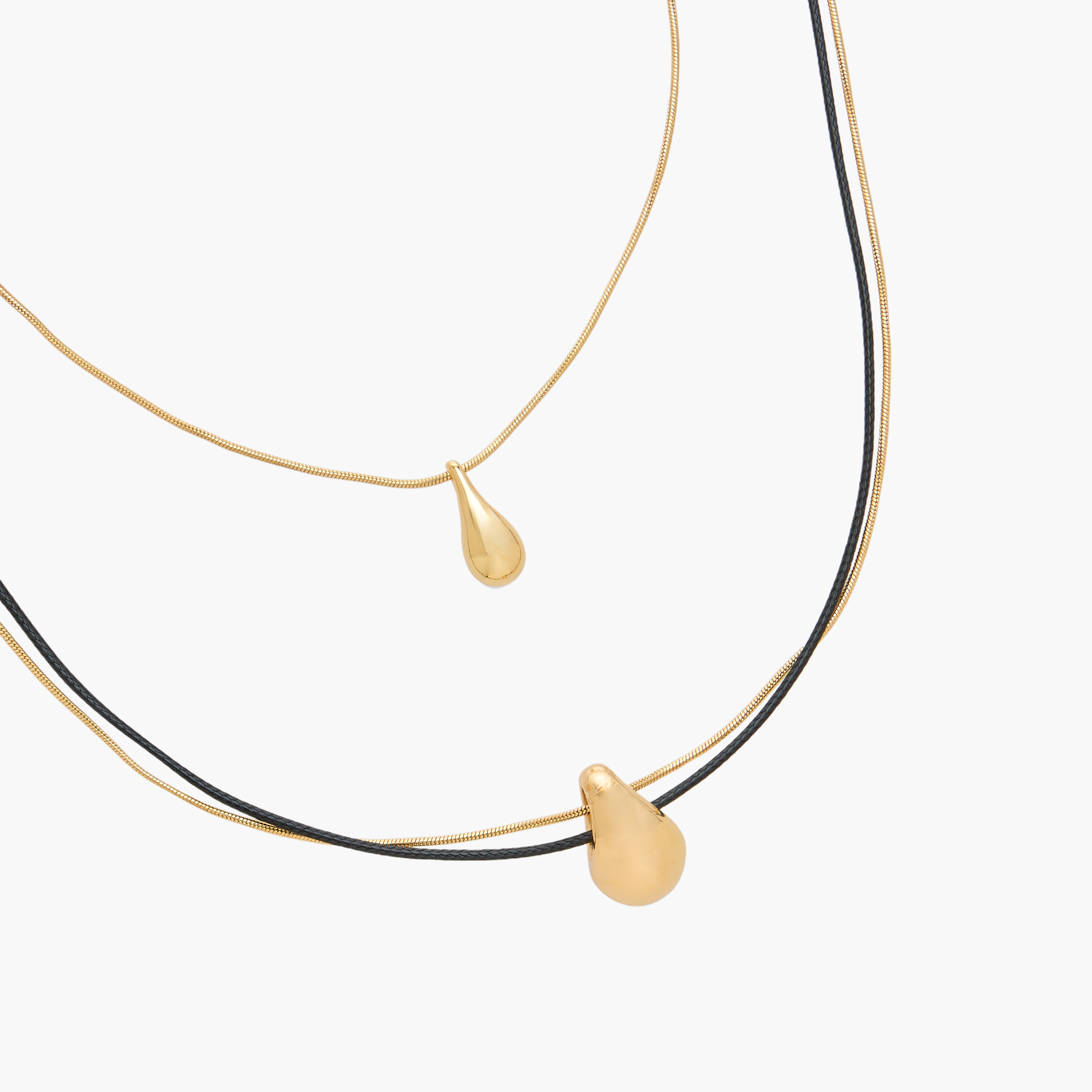 Set of 2 - Gold Tone Necklace with Teardrop Pendant-women-watchesandjewellery-jewellery-necklacesandpendants-image-4