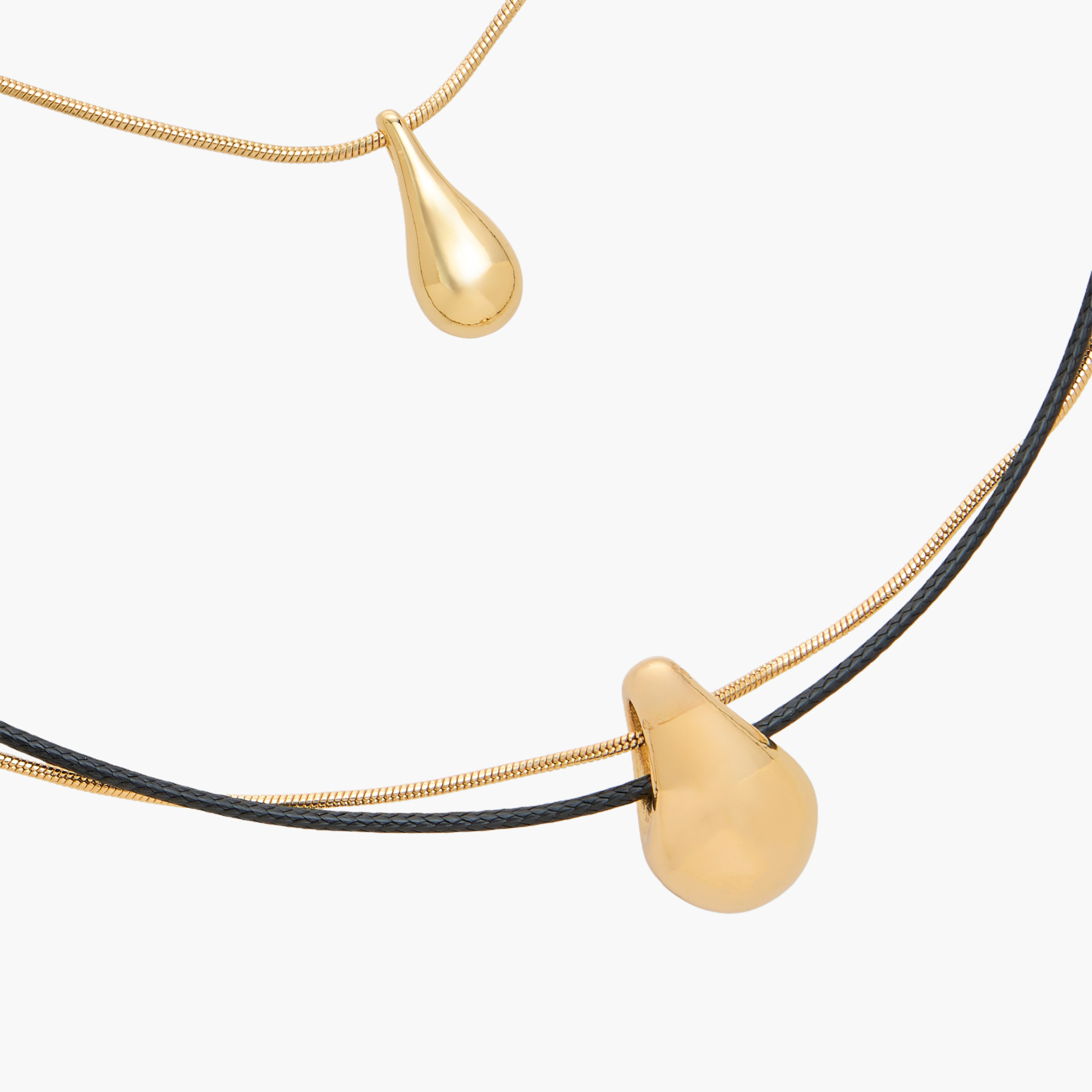 Set of 2 - Gold Tone Necklace with Teardrop Pendant-women-watchesandjewellery-jewellery-necklacesandpendants-image-5