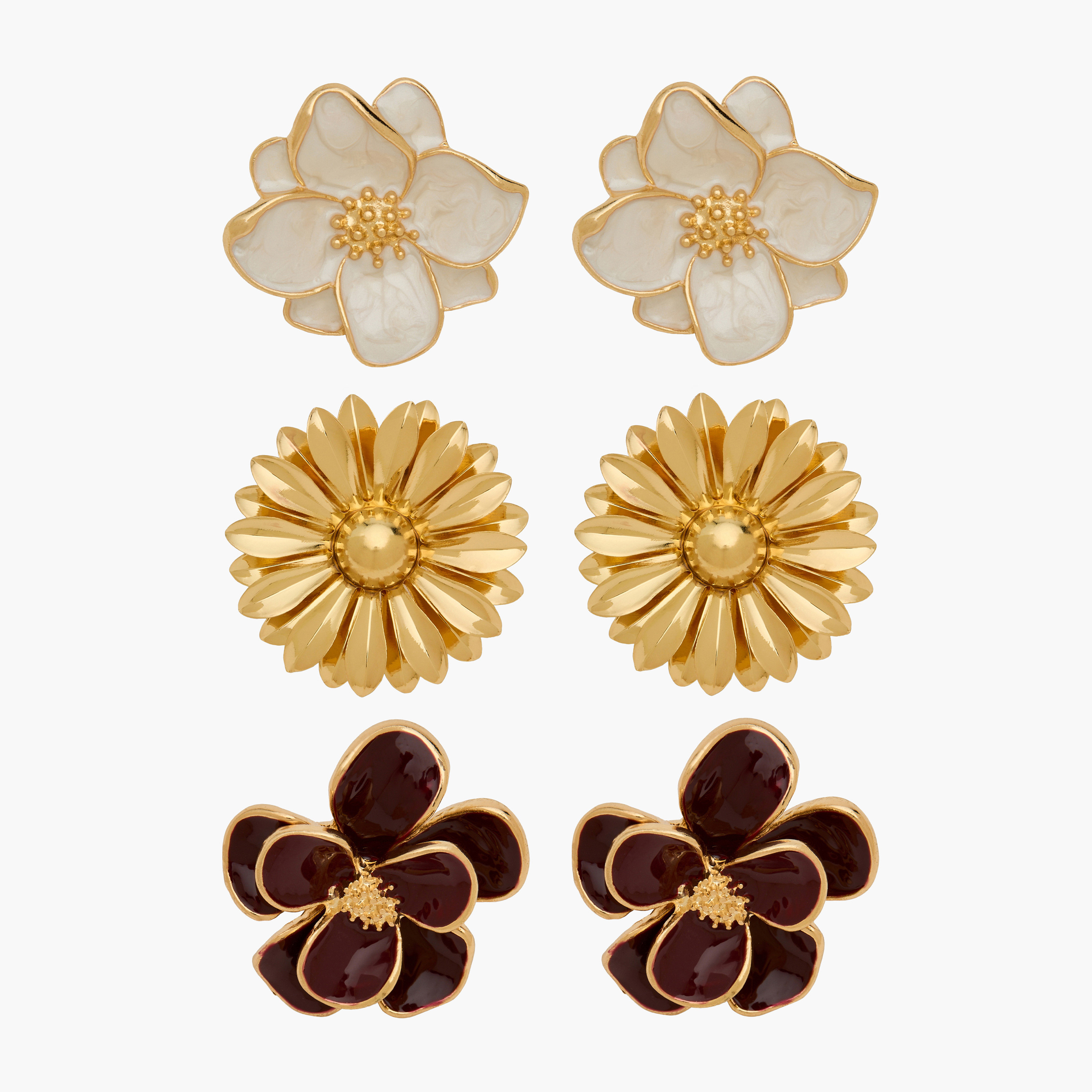 Set of 3 - Floral Gold Tone Brooch-women-clothingaccessories-novelties-image-1
