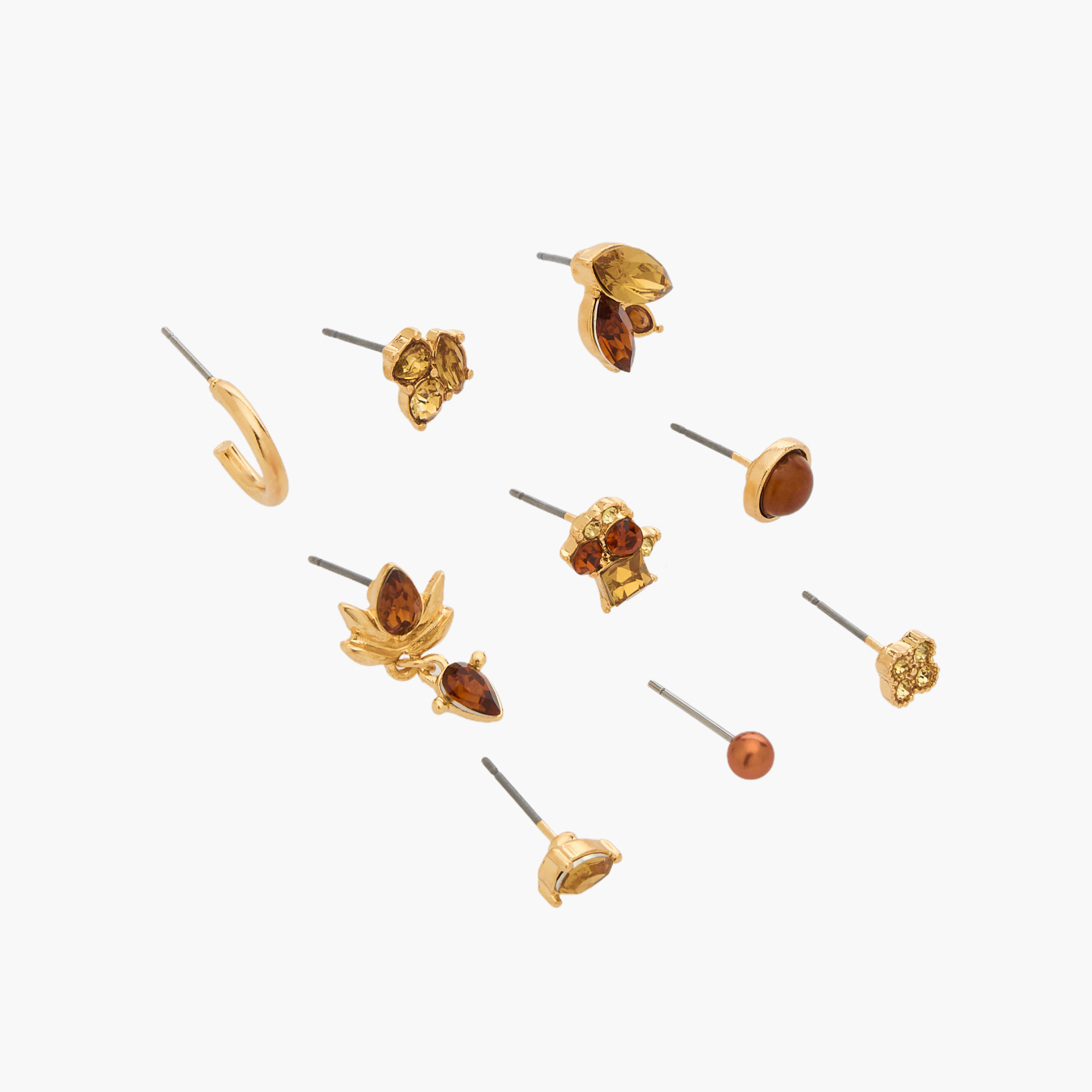 طقم أقراط ذهبية 9 أزواج مزينة-women-watchesandjewellery-jewellery-earrings-image-3