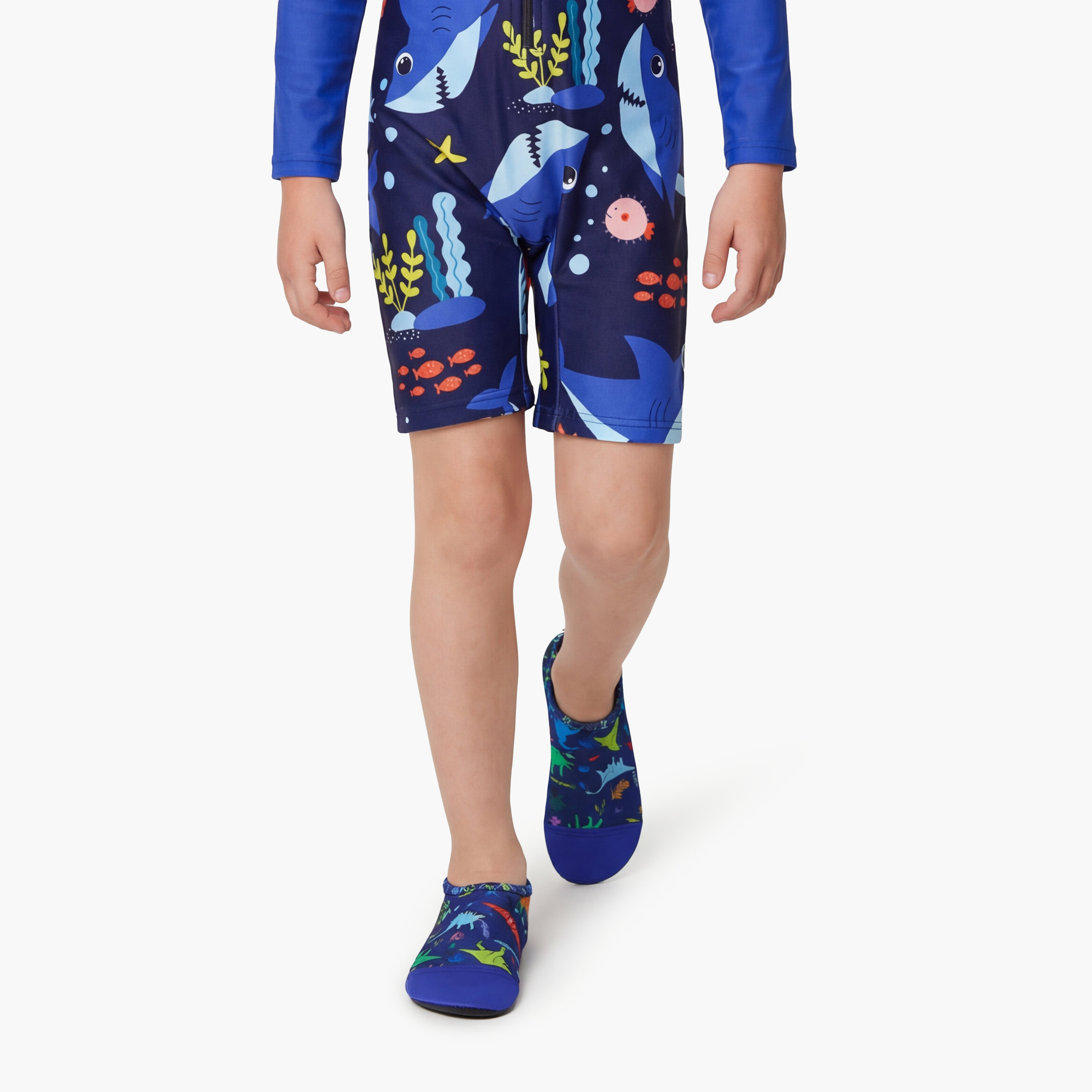 Coega Kids Pool Shoes - 2-Tone Blue Playing Dinos-girls-clothing-swimwear-image-2