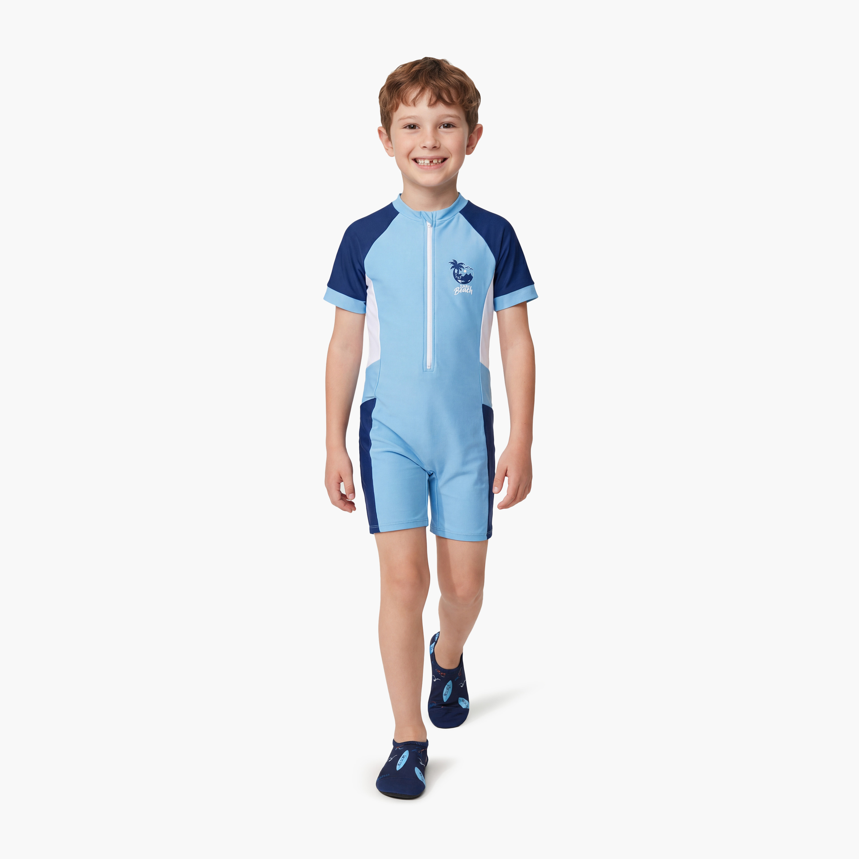 أحذية البلياردو للأطفال من كويغا - نخيل خوخي كحلي ثنائي اللون-sports-gear-swimming-boy-image-3