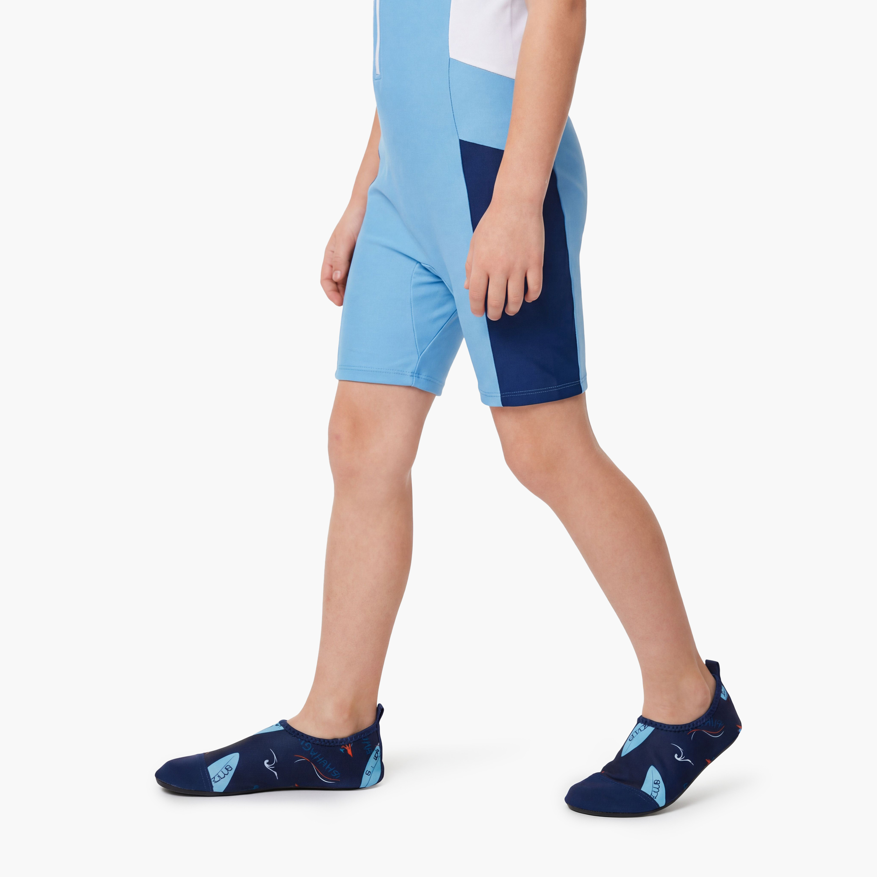 Coega Kids Pool Shoes - 2-Tone Navy Peach Palms-girls-clothing-swimwear-image-4