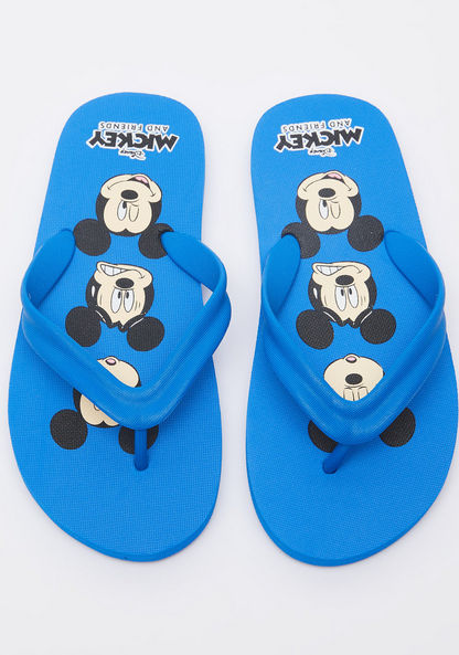 Mickey Mouse Print Slip-On Thong Slippers-Boy%27s Flip Flops and Beach Slippers-image-0