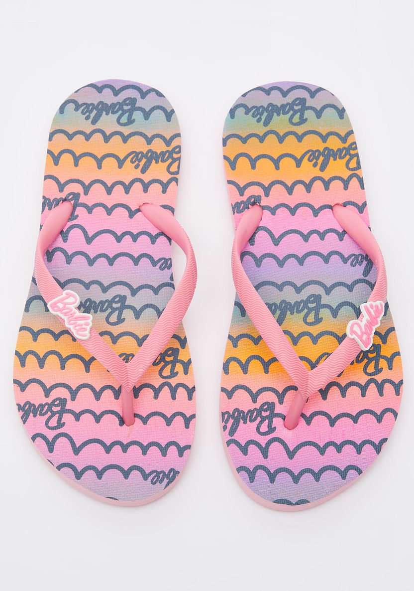 Barbie Print Slip-On Thong Slippers-Girl%27s Flip Flops & Beach Slippers-image-0