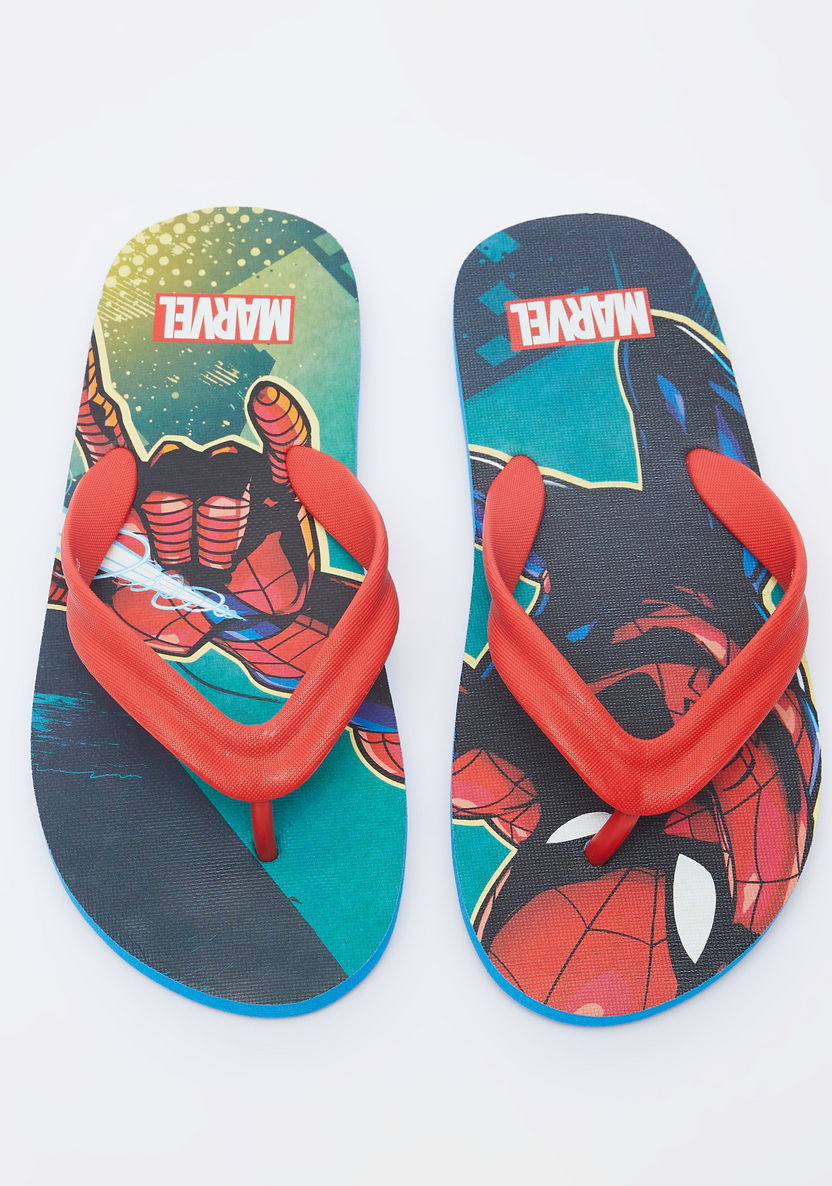 Spider-Man Print Slip-On Thong Slippers-Boy%27s Flip Flops & Beach Slippers-image-0