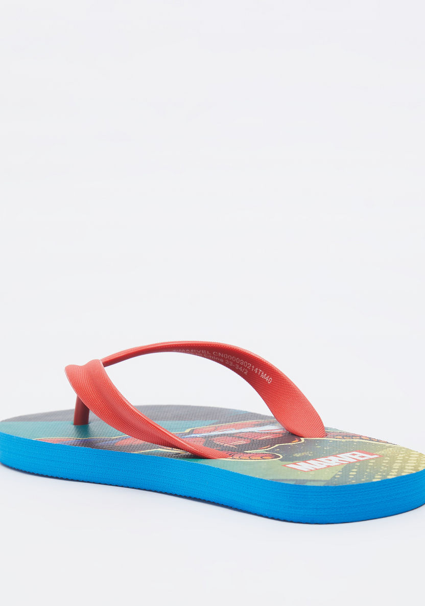 Spider-Man Print Slip-On Thong Slippers-Boy%27s Flip Flops & Beach Slippers-image-2