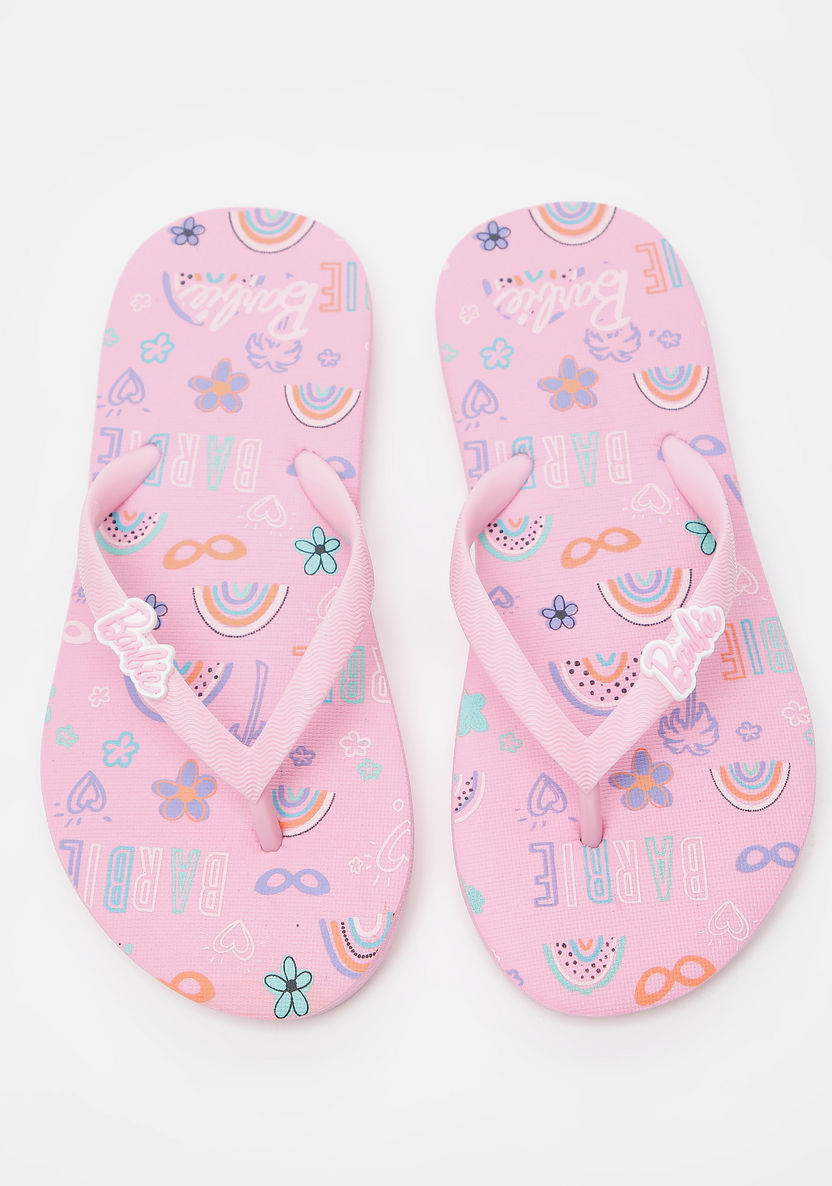 Barbie All Over Print Slip-On Thong Slippers-Girl%27s Flip Flops & Beach Slippers-image-0