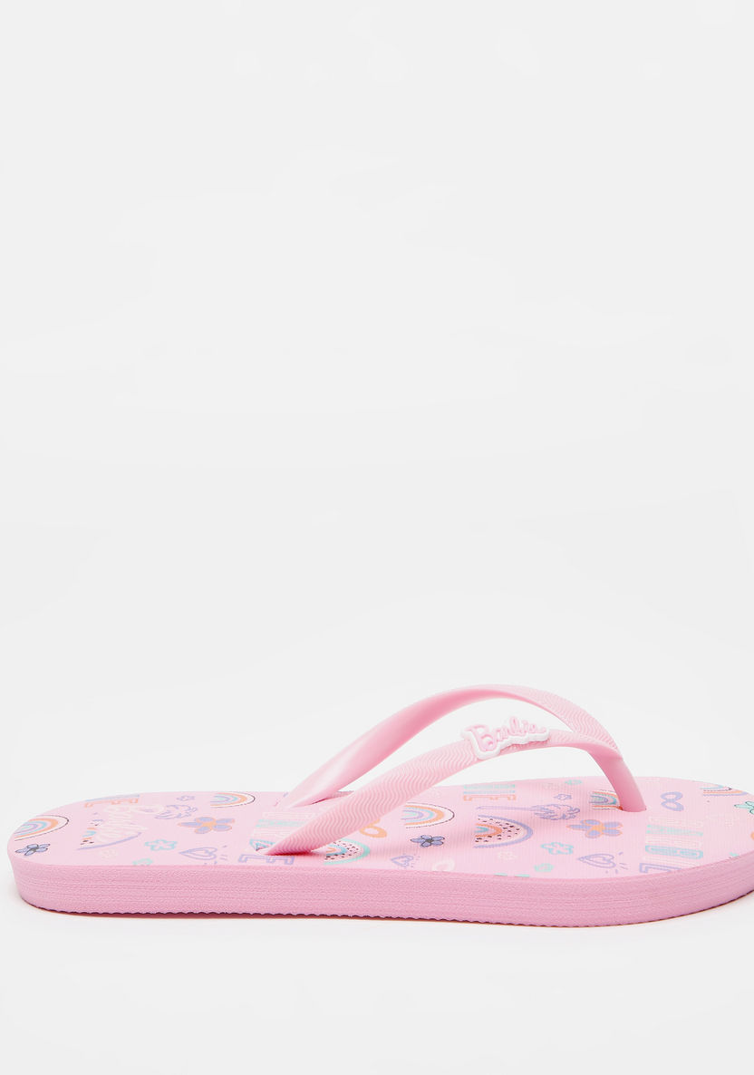 Barbie All Over Print Slip-On Thong Slippers-Girl%27s Flip Flops & Beach Slippers-image-1
