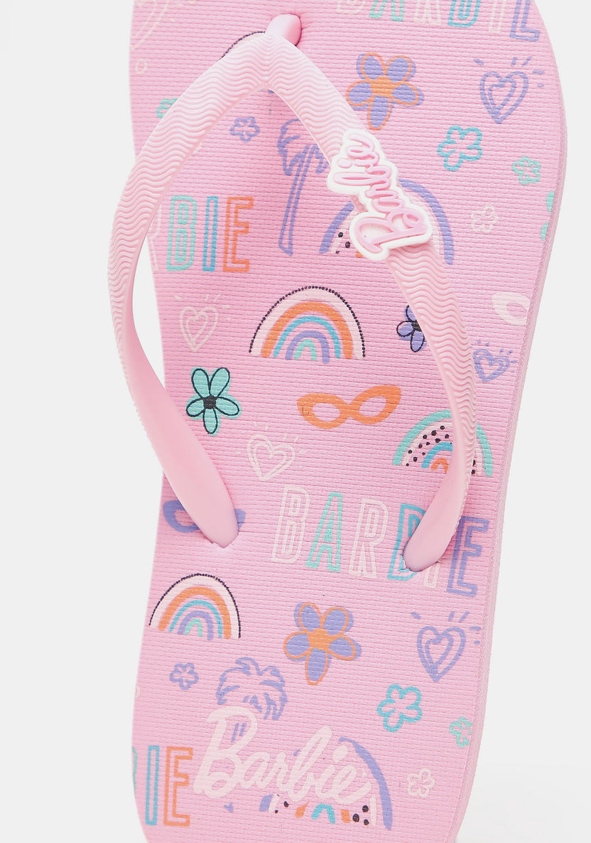 Barbie All Over Print Slip-On Thong Slippers-Girl%27s Flip Flops & Beach Slippers-image-4