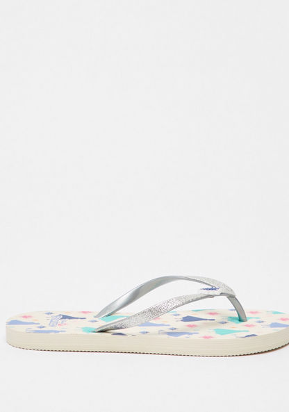 Disney Frozen Print Thong Slippers-Girl%27s Flip Flops & Beach Slippers-image-0
