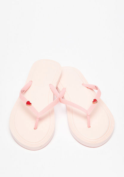 Heart Accented Slip-On Thong Slippers