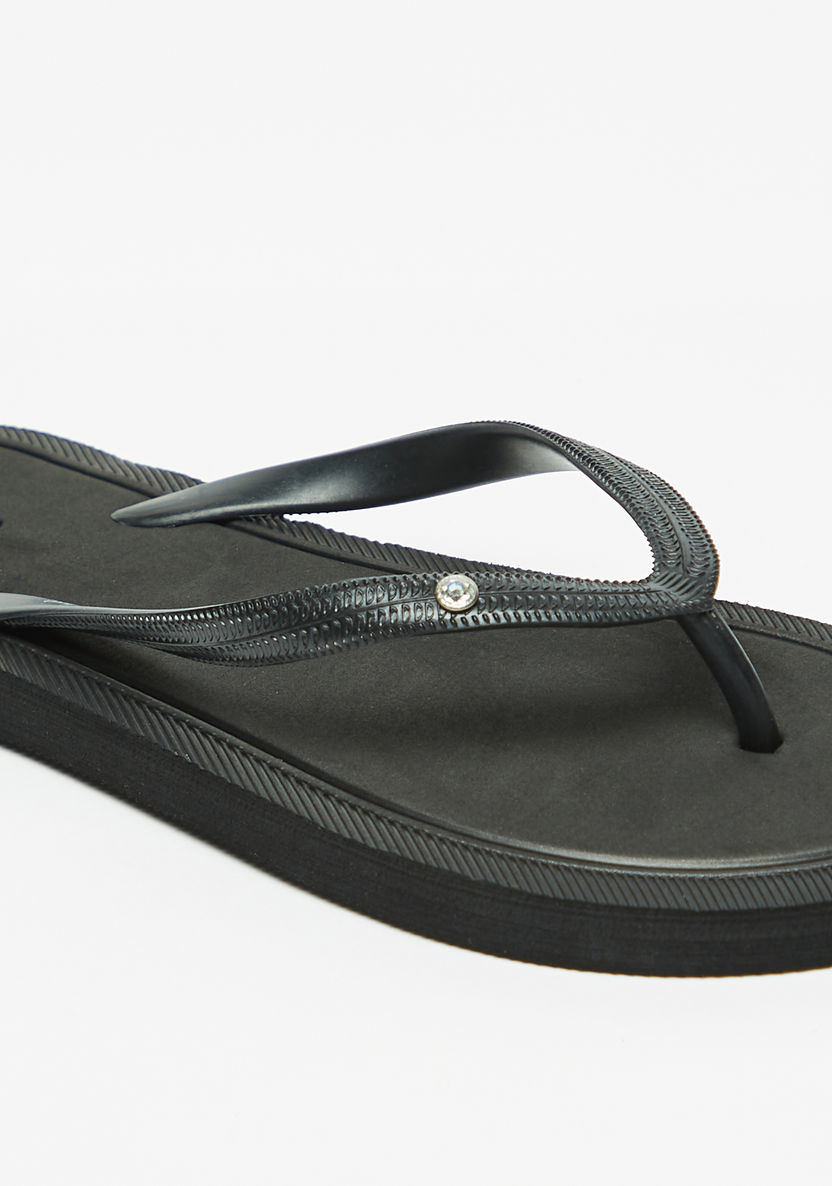 Aqua Solid Slip-On Thong Slippers-Women%27s Flip Flops & Beach Slippers-image-4