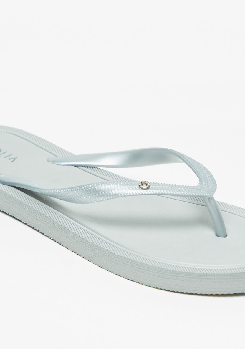Aqua Solid Slip-On Thong Slippers-Women%27s Flip Flops & Beach Slippers-image-4