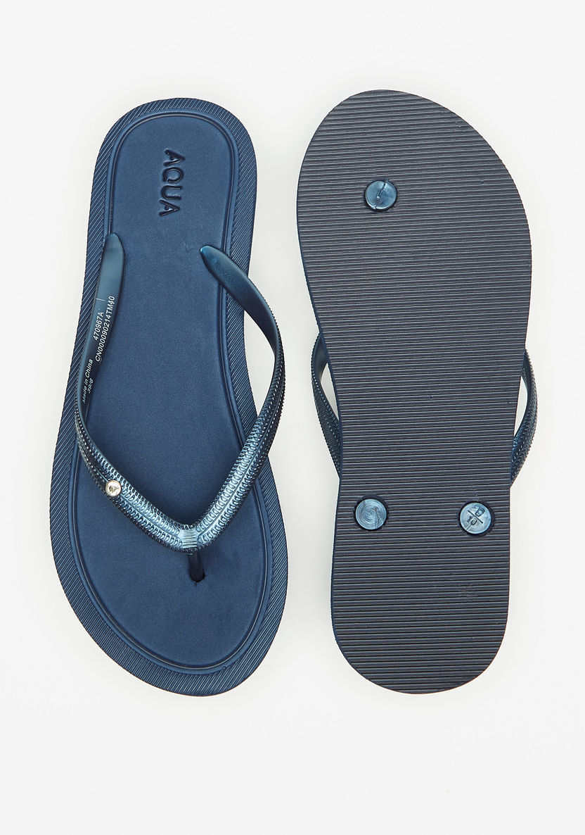 Aqua Solid Slip-On Thong Slippers-Women%27s Flip Flops & Beach Slippers-image-3