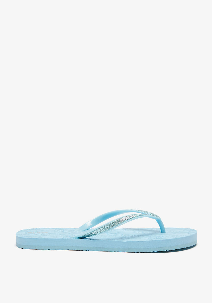 Aqua Tropical Print Slip-On Thong Slippers-Women%27s Flip Flops & Beach Slippers-image-2