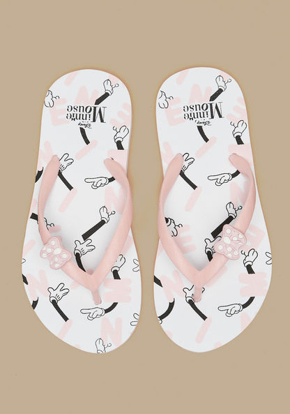 Disney Minnie Mouse Print Thong Slippers-Girl%27s Flip Flops & Beach Slippers-image-0