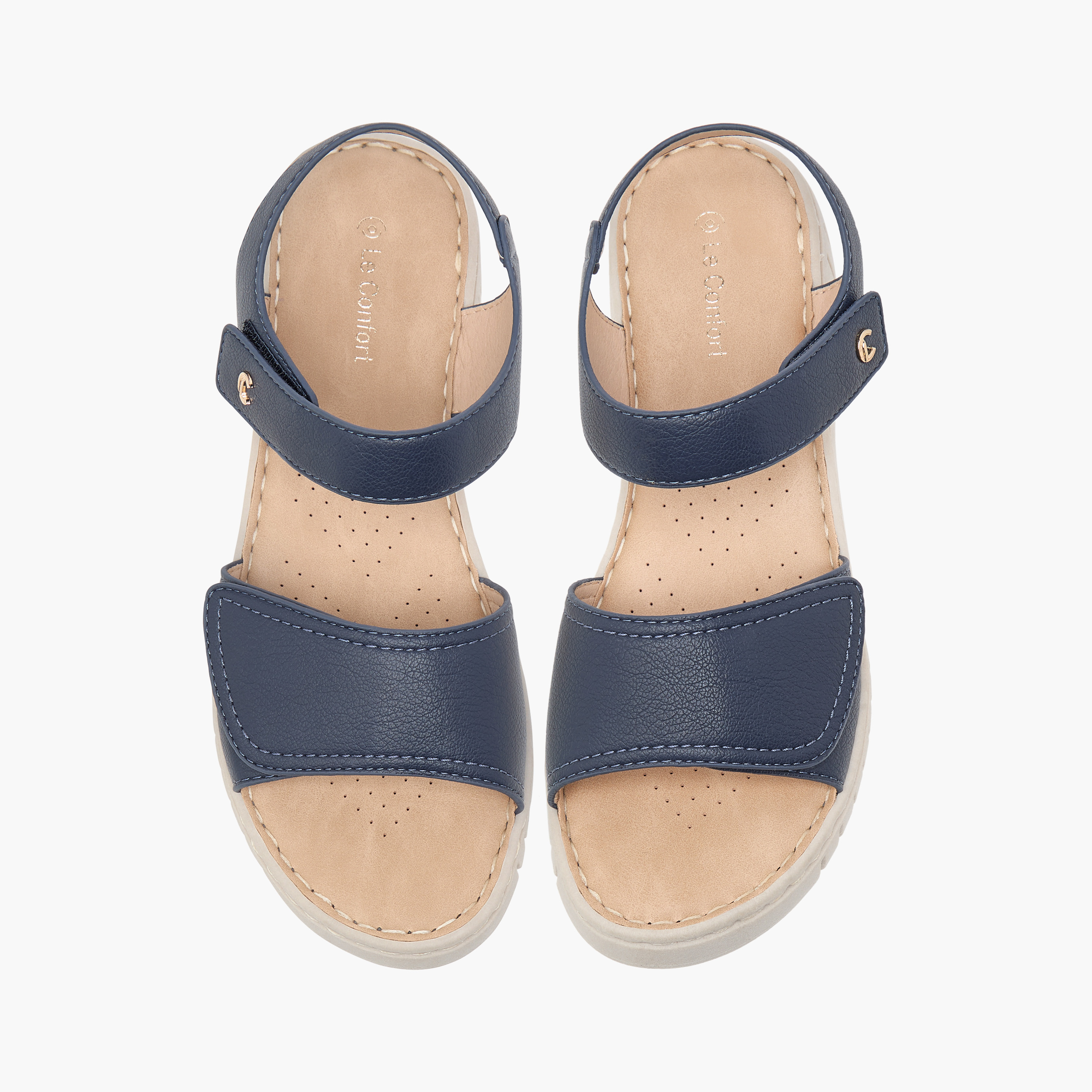 صندل مريح بشريط إغلاق لاصق وتفاصيل غرز من لو كونفورت-women-shoes-sandals-heeled-image-1