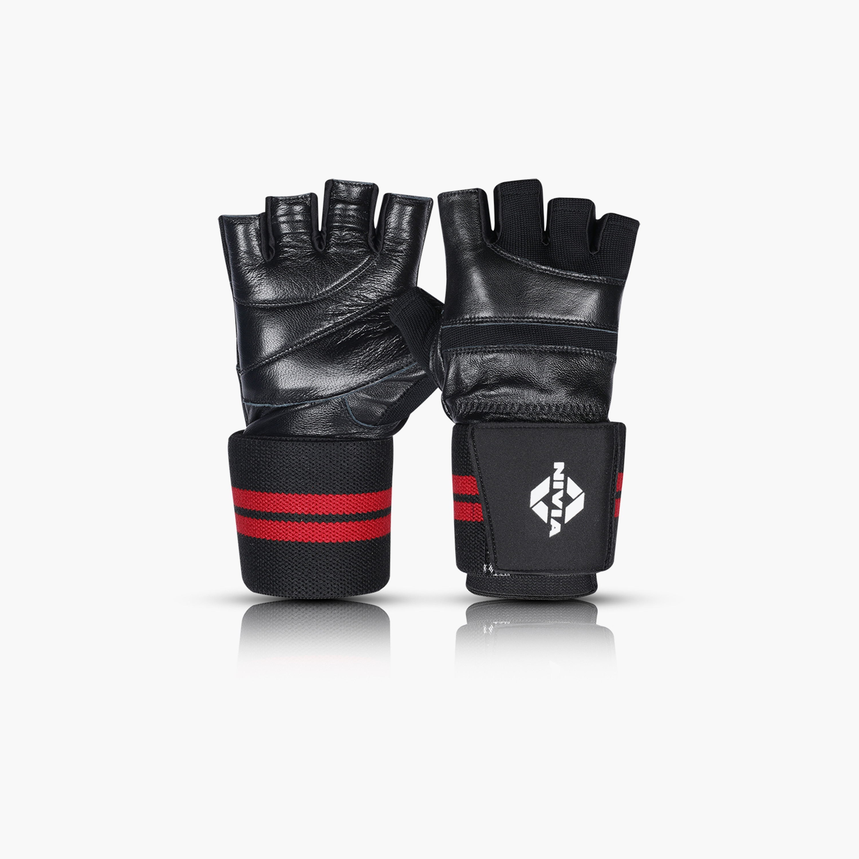Nivia Wristlock Weightlifting Gloves Black-sports-gear-gym-image-1