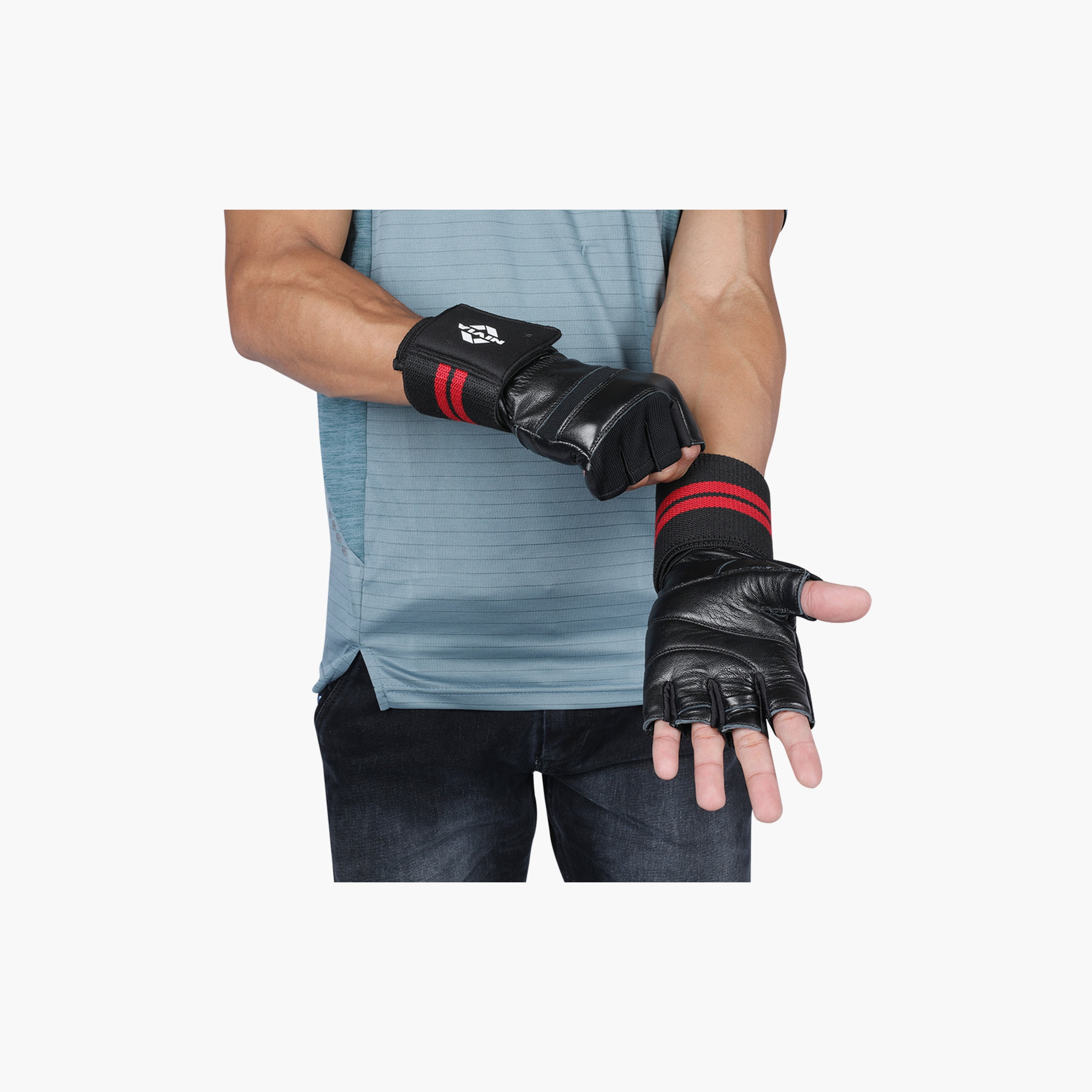 Nivia Wristlock Weightlifting Gloves Black-sports-gear-gym-image-4