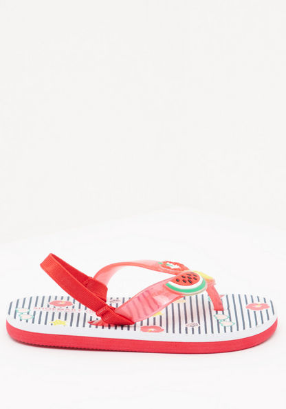 Printed Slide Slippers with Elasticised Strap-Girl%27s Flip Flops & Beach Slippers-image-0