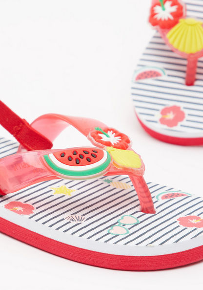 Printed Slide Slippers with Elasticised Strap-Girl%27s Flip Flops & Beach Slippers-image-3