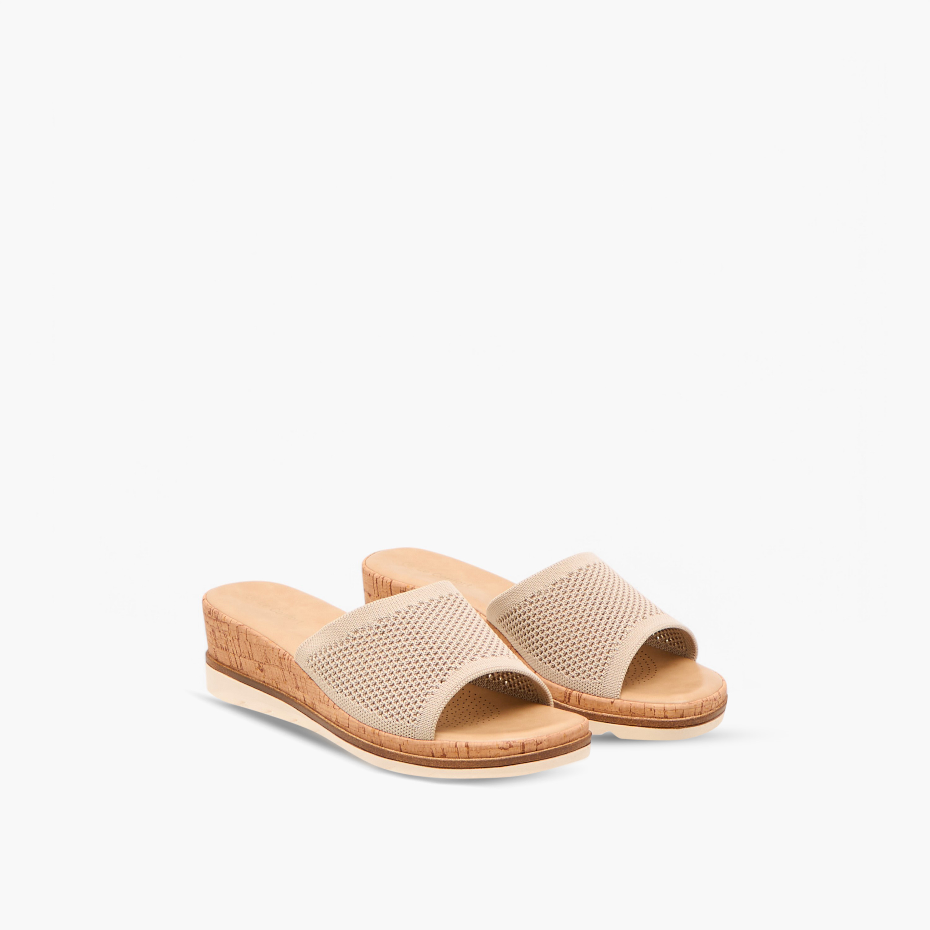 Le Confort Flyknit Textured Slip-On Comfort Sandals with Wedge Heels-women-shoes-sandals-heeled-image-1