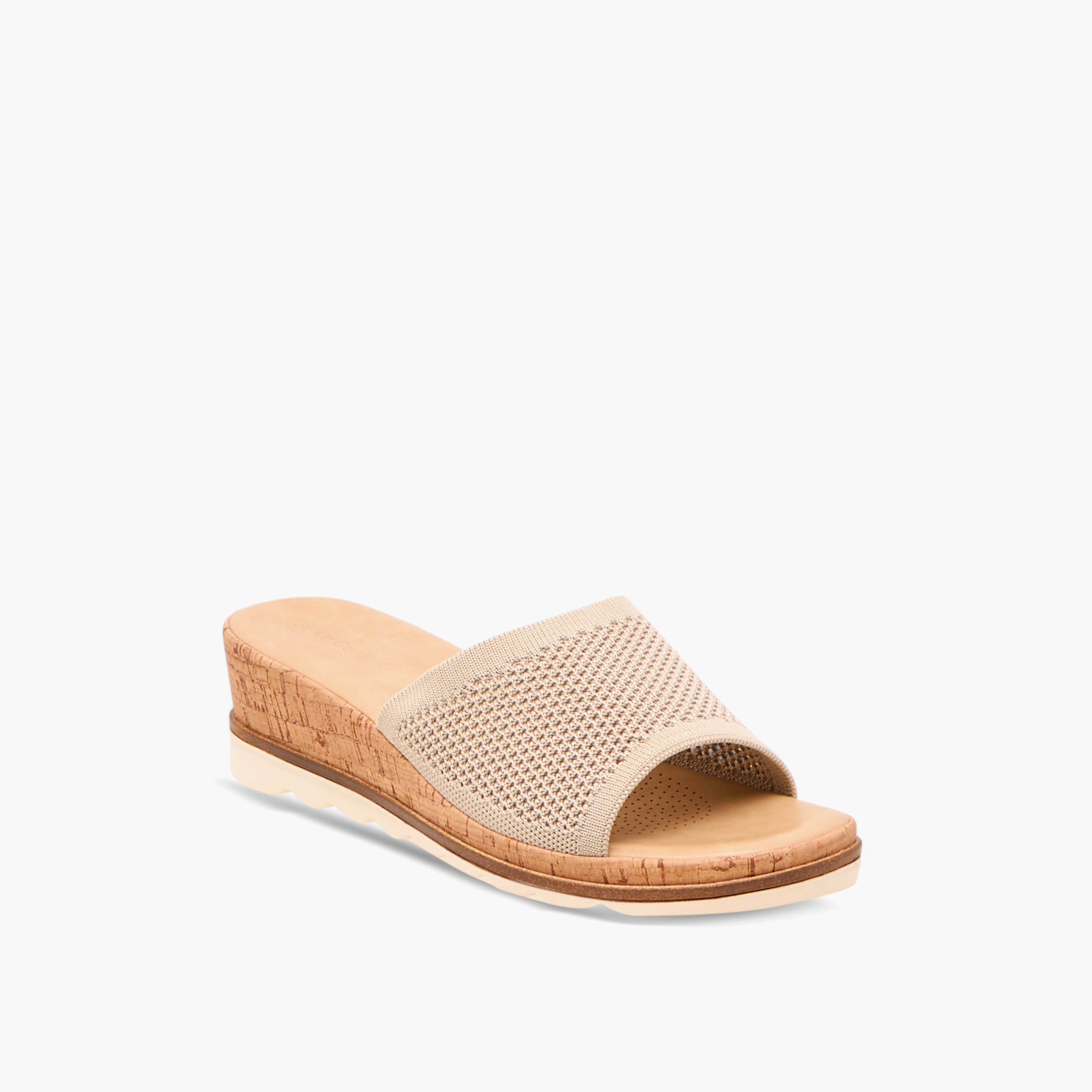 Le Confort Flyknit Textured Slip-On Comfort Sandals with Wedge Heels-women-shoes-sandals-heeled-image-2