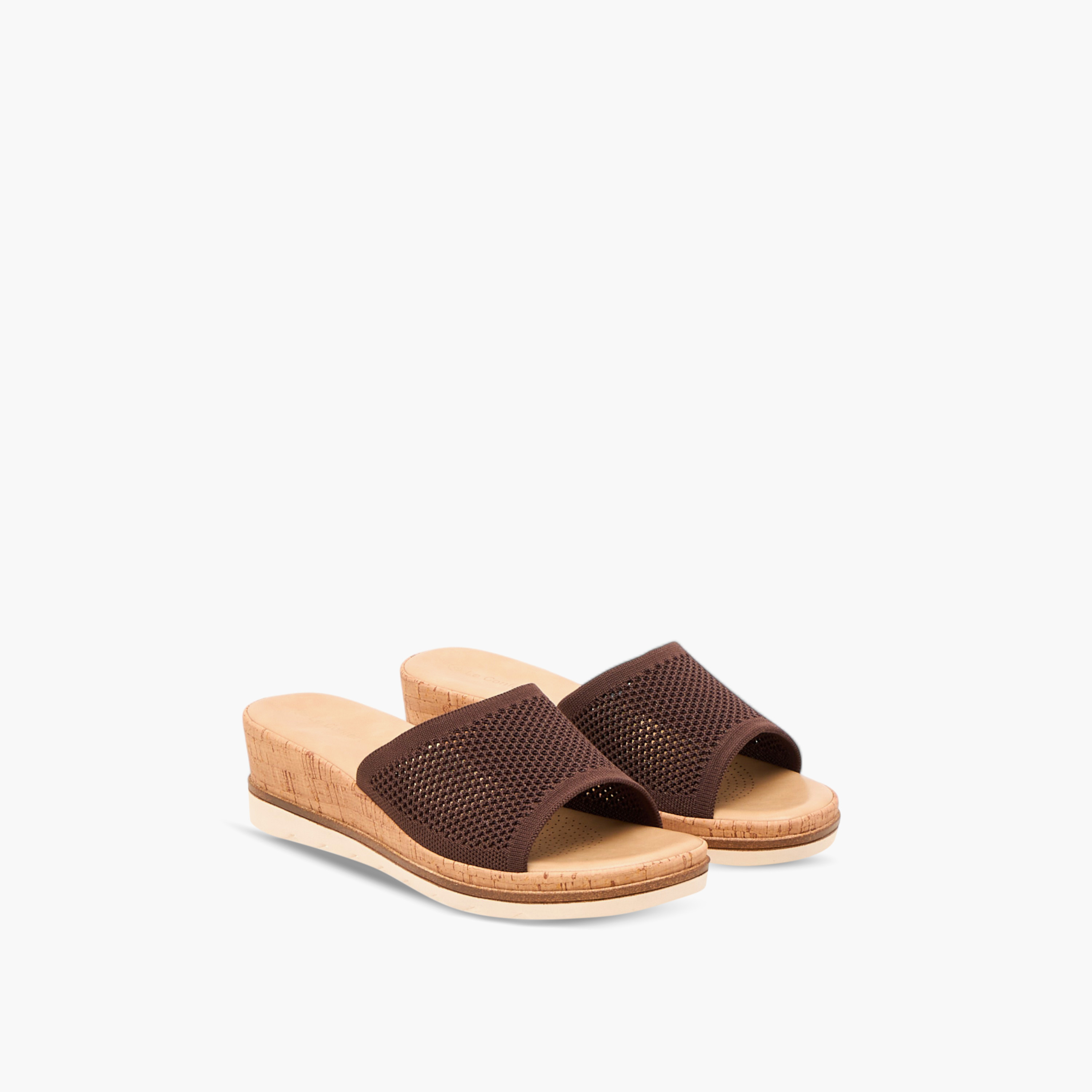 Le Confort Flyknit Textured Slip-On Comfort Sandals with Wedge Heels-women-shoes-sandals-heeled-image-1