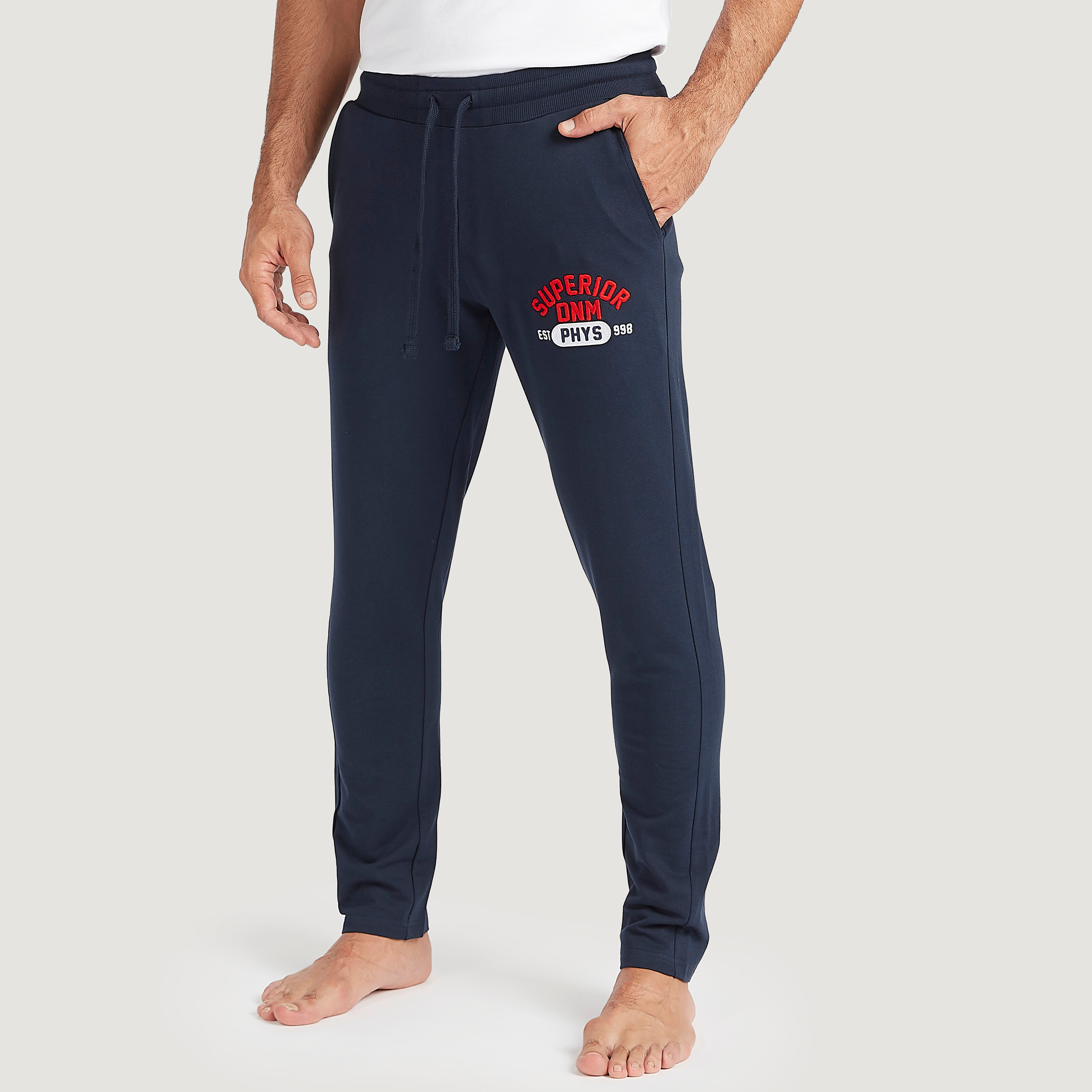 Embroidered Full Length Pyjamas with Drawstring Closure and Pockets-men-clothing-nightwear-pyjamaandshorts-image-1