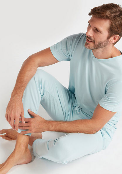 Solid V-neck T-shirt and Pyjama Set