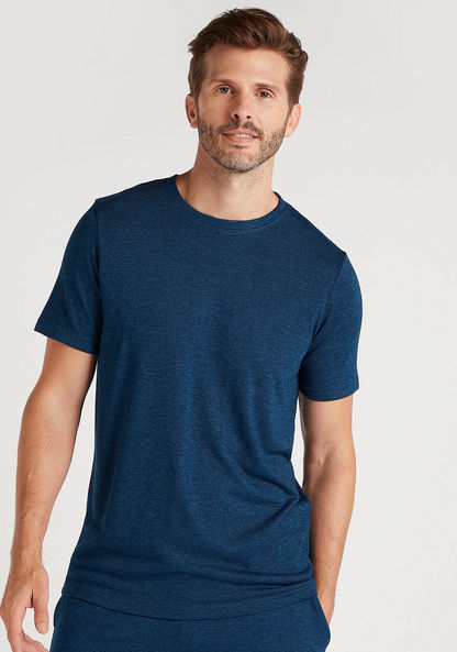 Solid Crew Neck T-shirt and Full Length Pyjama Set-Sets-image-0