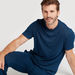 Solid Crew Neck T-shirt and Full Length Pyjama Set-Sets-thumbnail-2