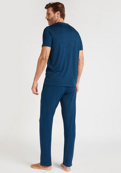 Solid Crew Neck T-shirt and Full Length Pyjama Set-Sets-image-3