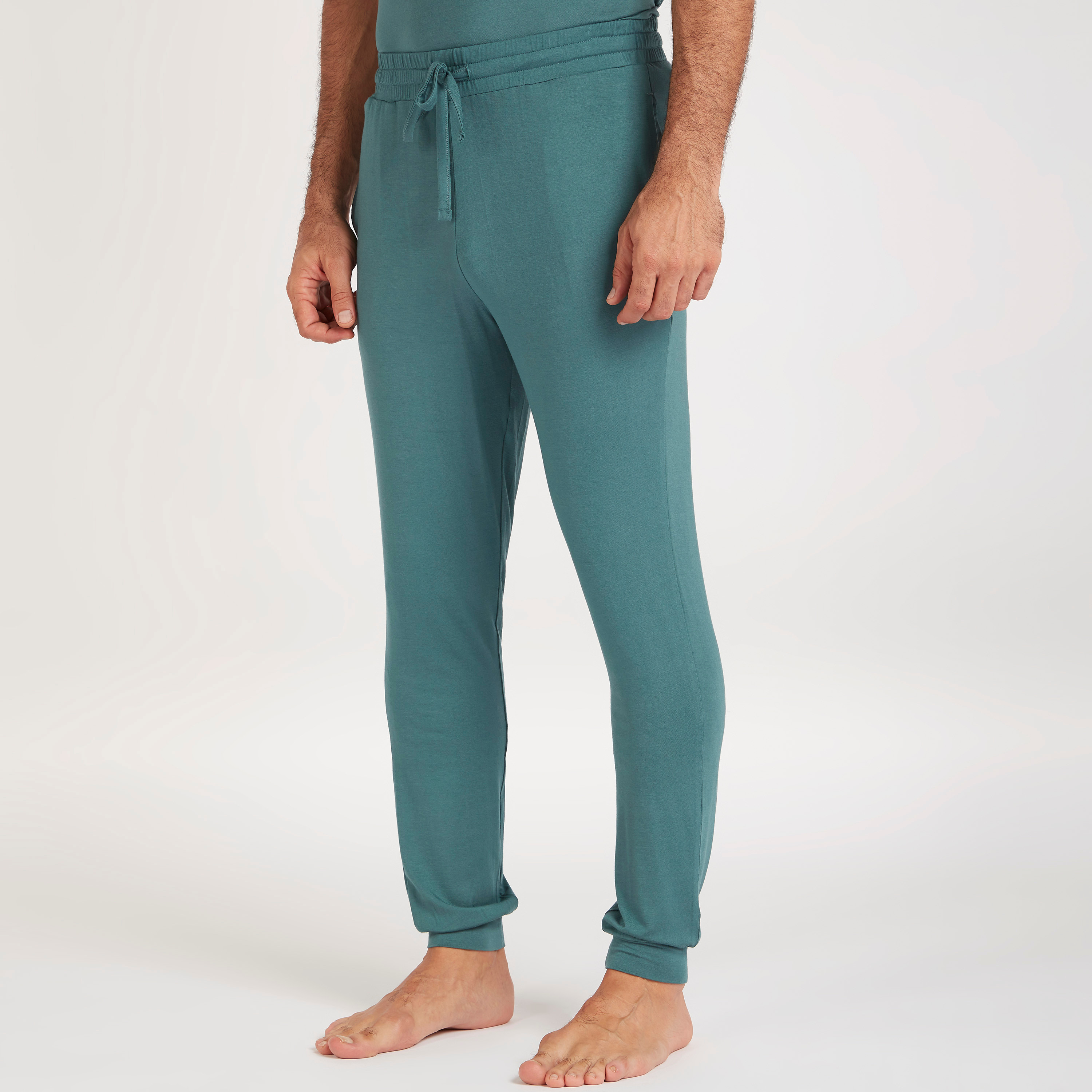 Solid Henley Neck T-shirt and Full Length Pyjama Set-men-clothing-nightwear-sets-image-2