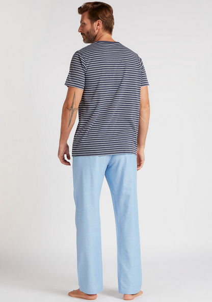 Striped Crew Neck T-shirt and Full Length Pyjama Set