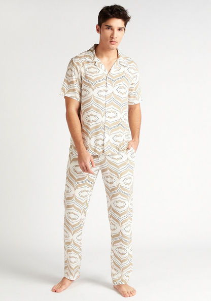 All-Over Print Shirt with Full Length Pyjama Set