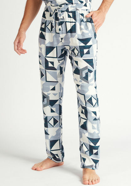 All-Over Print Shirt with Full Length Pyjama Set