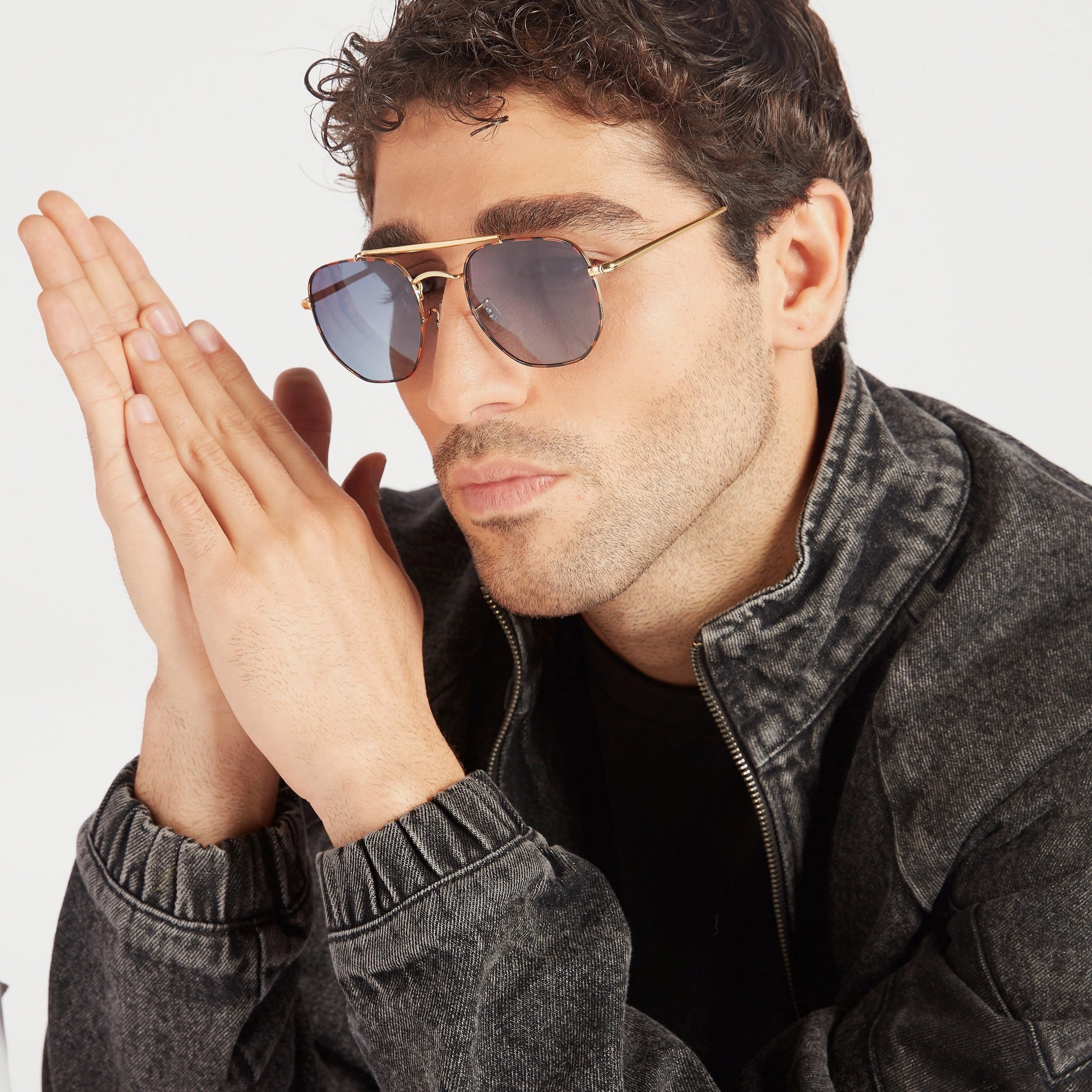 Animal Print Rim Aviator Sunglasses with Nose Pads-men-sunglasses-image-2