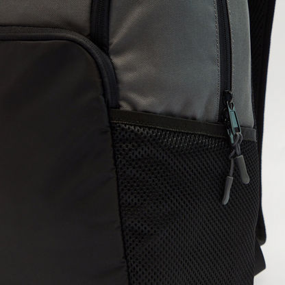 Kappa Logo Print Backpack with Mesh Pockets and Zip Closure