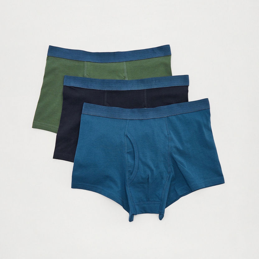 Set of 3 - Solid Trunks with Elasticated Waistband-Underwear-image-0